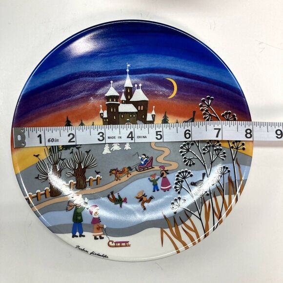Barbara Furstenhofer Porcelain Plate Winter Night Scene Signed Art Collectible - Picture 7 of 7